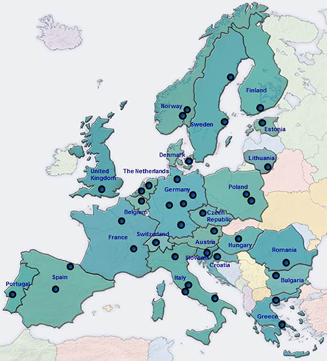 Map of Europe: Participents of the Joint Action. Source: © RKI
